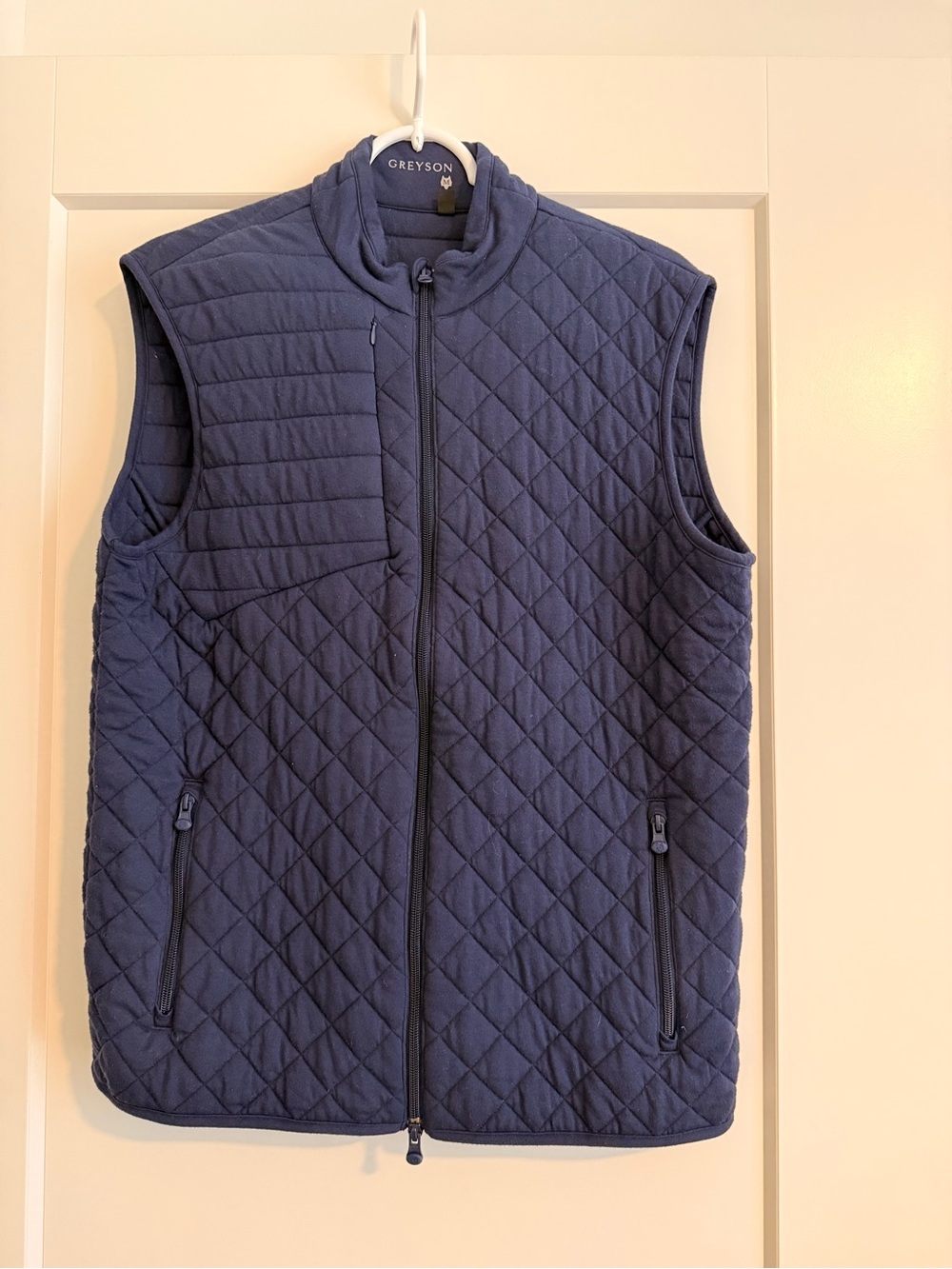 Greyson Quilted Navy Men's Vest with Zip Pockets